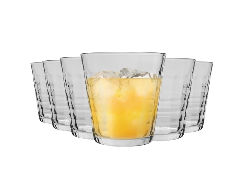 Duralex 12pc Prisme Drinking Glasses Set - Textured Glass Water Whisky Tumblers - Extra Strong - 275ml