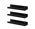 Harbour Housewares 3pc Wooden Picture Ledges Set - Wall Mounted Gallery Storage Shelves for Living Room Bedroom Office - 32.5cm - Black