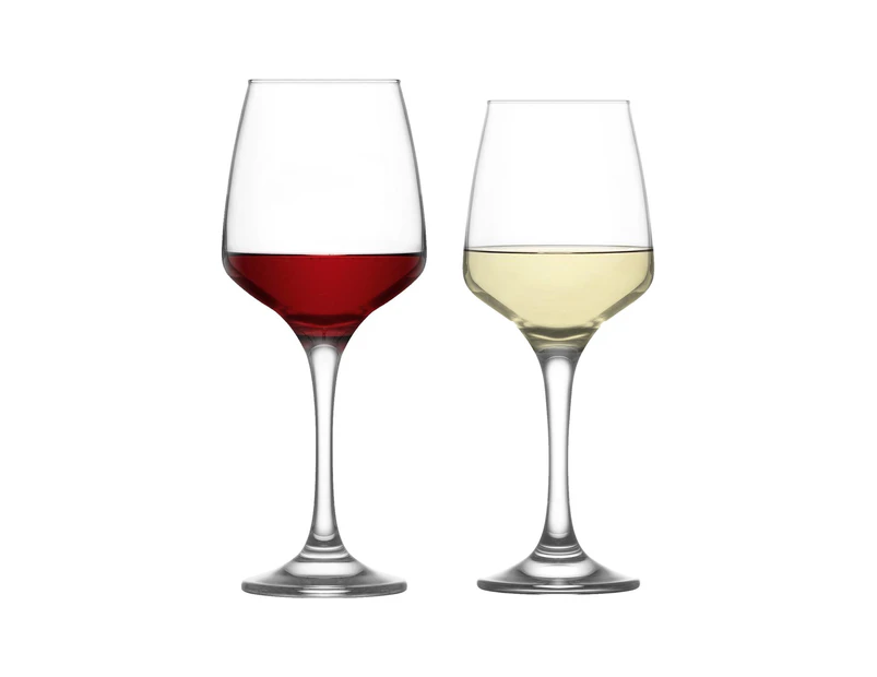 LAV 12 Piece Lal Wine Glasses Set - Contemporary Stemware Goblets for White, Red, Rose Wine - Fine Rim