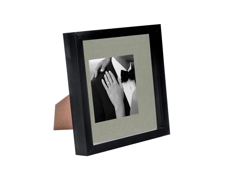Nicola Spring 8 x 8 3D Shadow Box Photo Frame - Craft Display Picture Frame with 4 x 4 Mount - Glass Aperture - Black/Grey