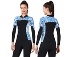 Adore 3mm Diving Suit SCR Neoprene Wetsuit Long Sleeve for Scuba Surfing Snorkeling Separate Swimsuit for Women M129564-Blue