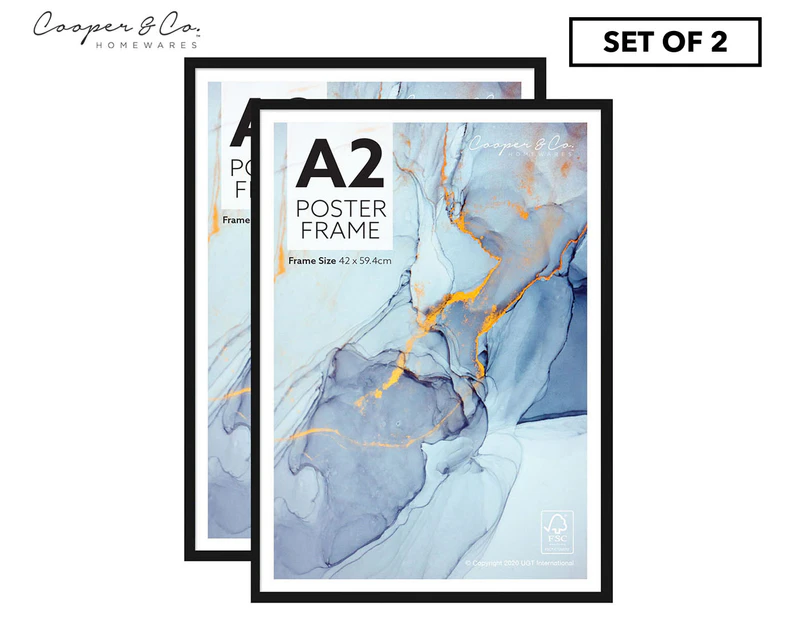 Set of 2 Cooper & Co. A2 Poster Photo Frames - Black