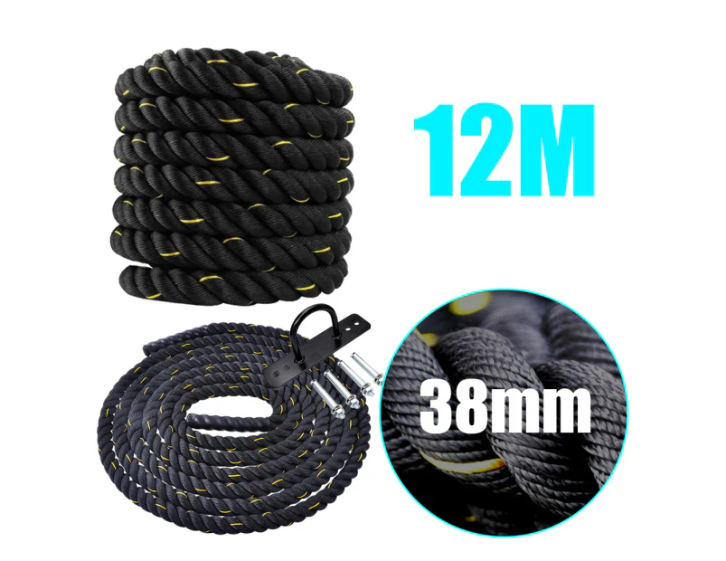 12m Battle Rope 38mm Diameter - Home Gym Strength Bootcamp