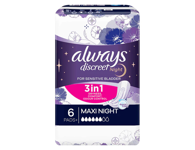 Always Discreet Maxi Night Pads For Sensitive Bladders 6pk