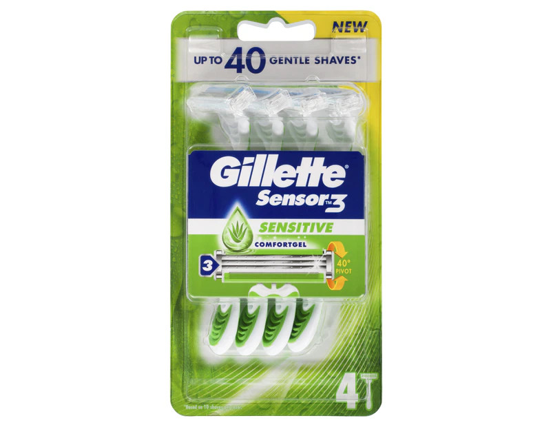 Gillette Sensor3 Sensitive Disposable Razor 4pk