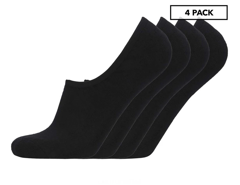 Henleys Men's Classic Invisible Socks 4-Pack - Black