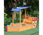 Pirate Boat Sandpit Kids Children Sandbox Wooden Outdoor Play Sand Pit