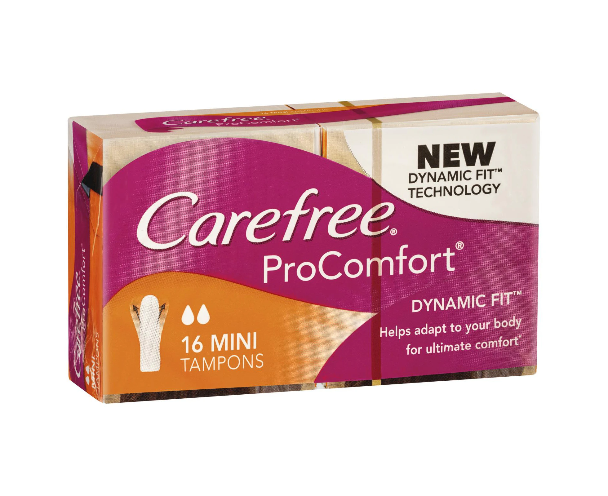 16pc Carefree Mini Tampons Period Protection Coverage Pro Comfort Dynamic Fit