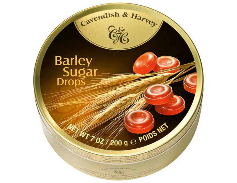 Cavendish and Harvey Barley Sugar Drops 200g Tin Sweets C&H Candy Lollies