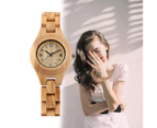 Elegant Roman Numerals Dial Watch Convenient Folding Clasp Wooden Watch for Women