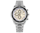 Business Quartz Watch White Dial Watches Silver Stainless Steel Wristwatch for Men