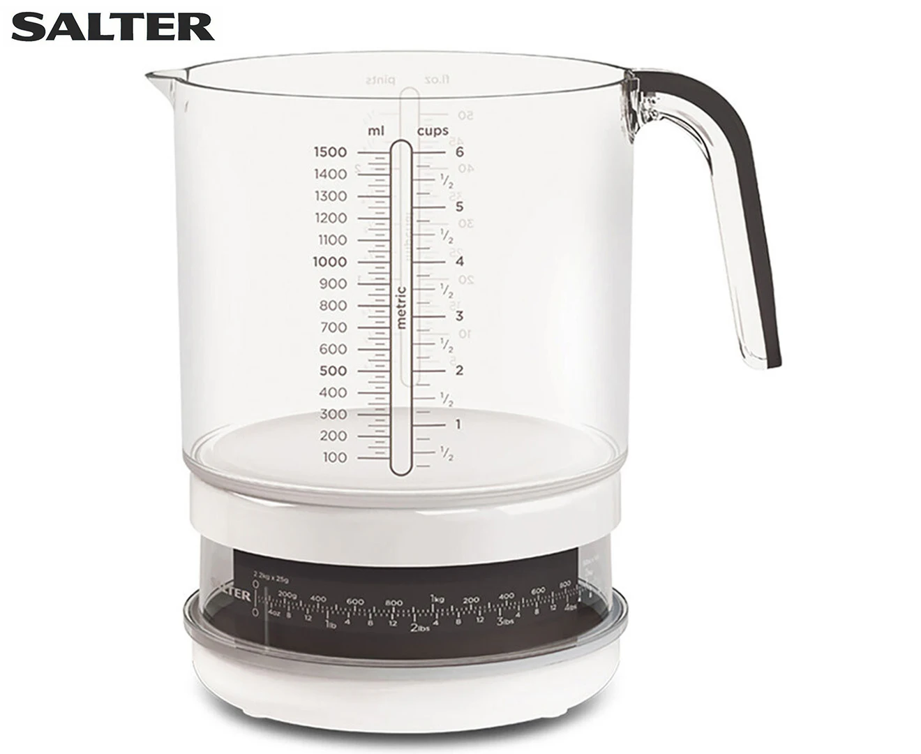 Salter 2.2KG/1.5L Add & Weigh Analogue Kitchen Dial Scale Jug Food Weight Clear