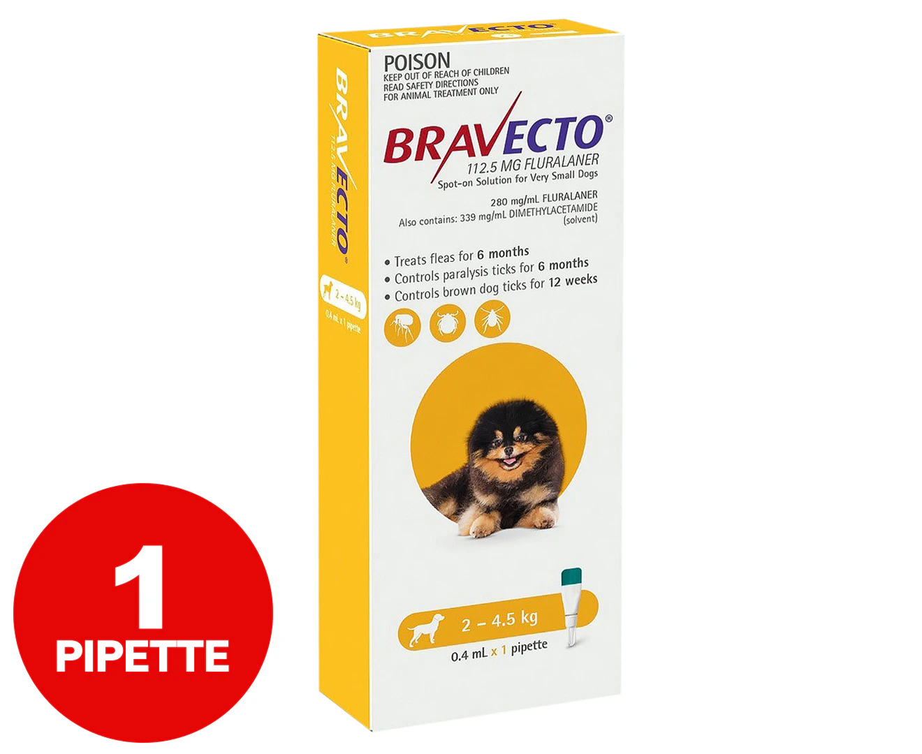 Bravecto Spot-on Flea & Tick Treatment for Dogs 2-4.5kg