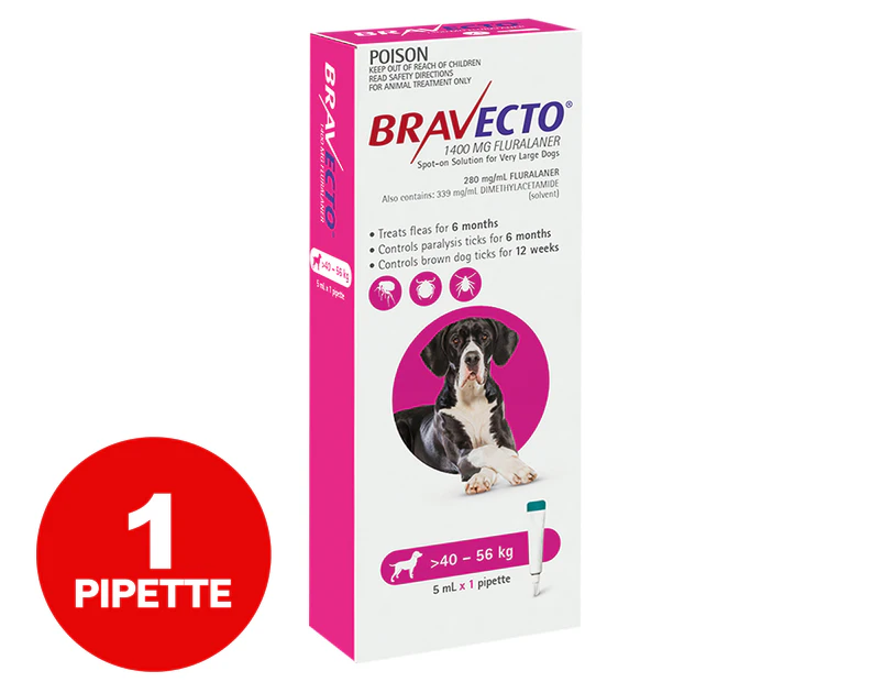 Bravecto Spot-On Solution For Very Large Dogs 40-56kg 5mL
