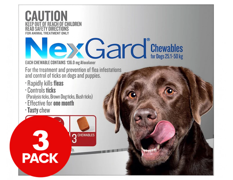 NexGard Chewables For Dogs 25.1-50kg 3pk