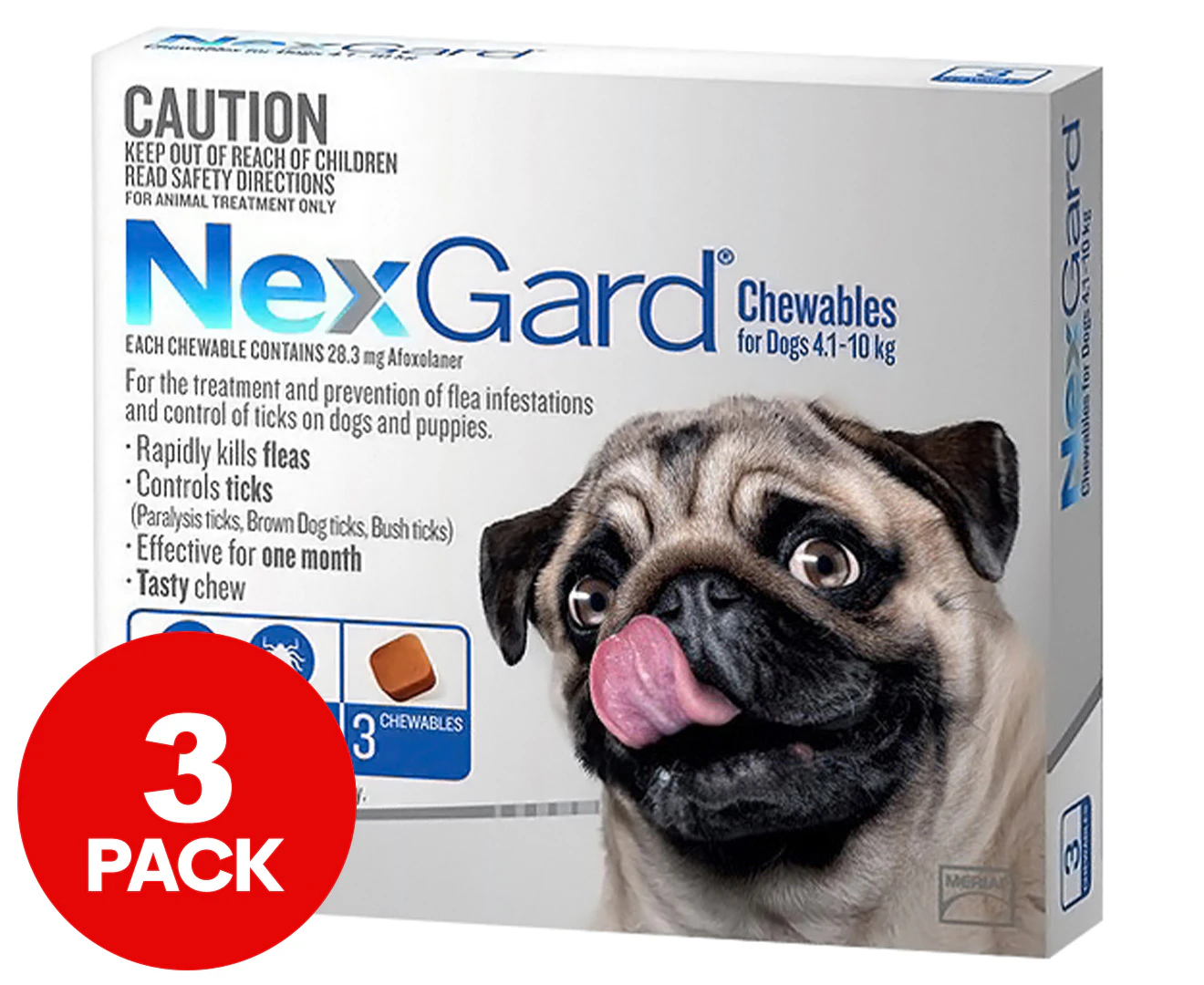 NexGard Chewables For Dogs 4.1-10kg 3pk