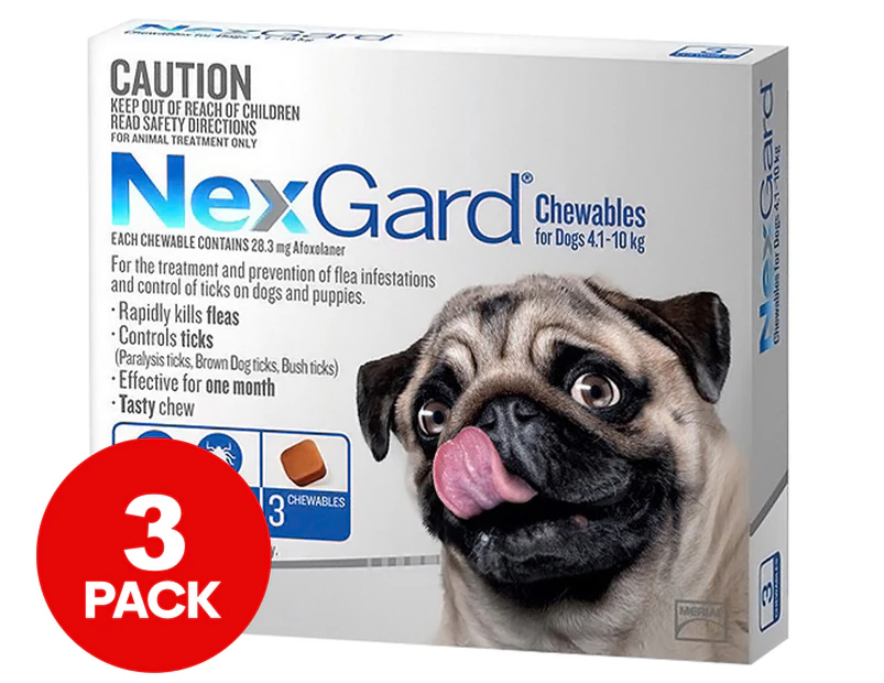 NexGard Chewables For Dogs 4.1-10kg 3pk