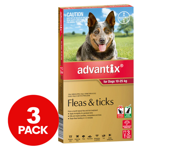 Advantix Fleas & Ticks Treatment For Large Dogs 10-25kg 3pk