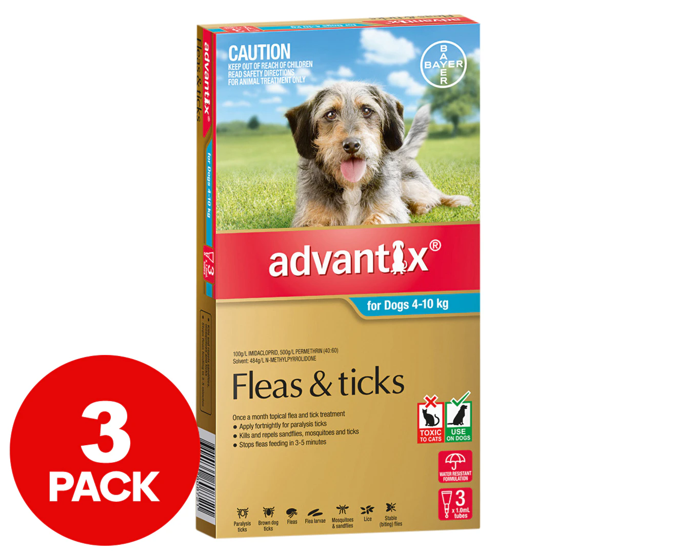 Advantix Fleas & Ticks Treatment For Medium Dogs 4-10kg 3pk