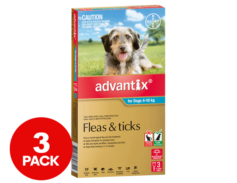 Advantix Fleas & Ticks Treatment For Medium Dogs 4-10kg 3pk