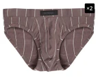 2 x Heidi Klum Man Men's High Tech Brief - Charcoal Grey Stripe