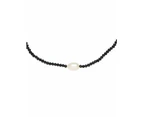 Barcs Australia Freshwater Pearl And Crystal Women's Black And Ivory Necklace And Earring Set