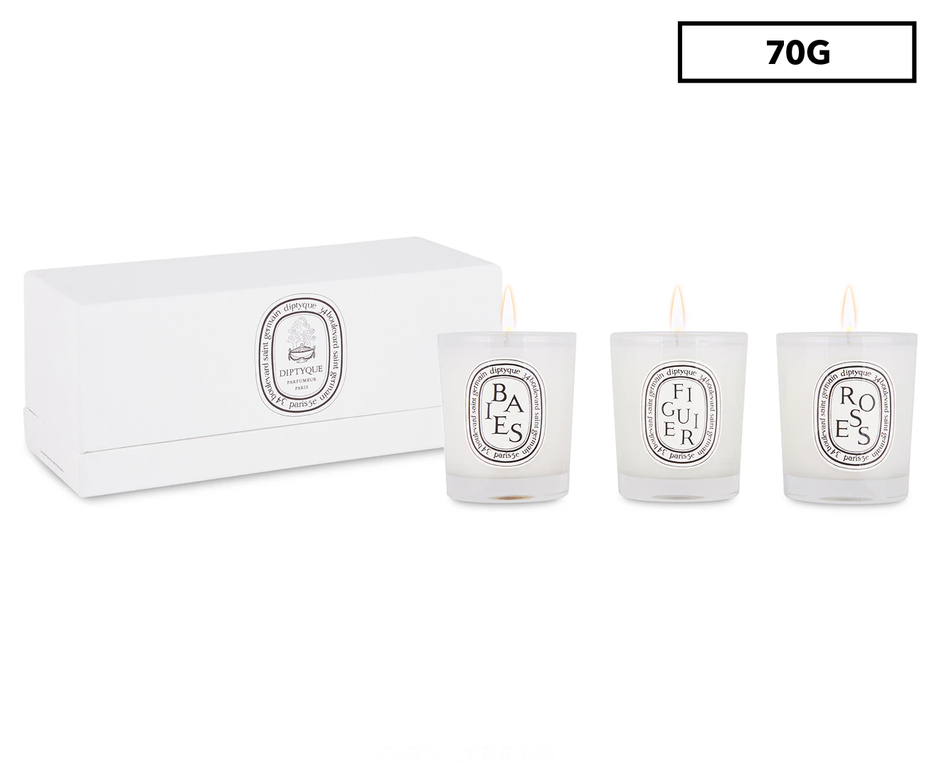 Diptyque Mini Candle Coffret: (Baies, Figuier, Roses) 3x 70g/2.4oz