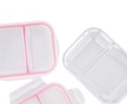Ortega Kitchen 600mL Rectangular Glass Food Container w/ Divider 3-Pack - Clear/Red 2