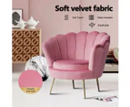 Upholstered Velvet Accent Armchair Lounge Chair Soft Single Sofa Dining Chair Pink
