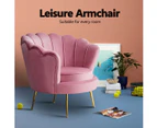 Upholstered Velvet Accent Armchair Lounge Chair Soft Single Sofa Dining Chair Pink