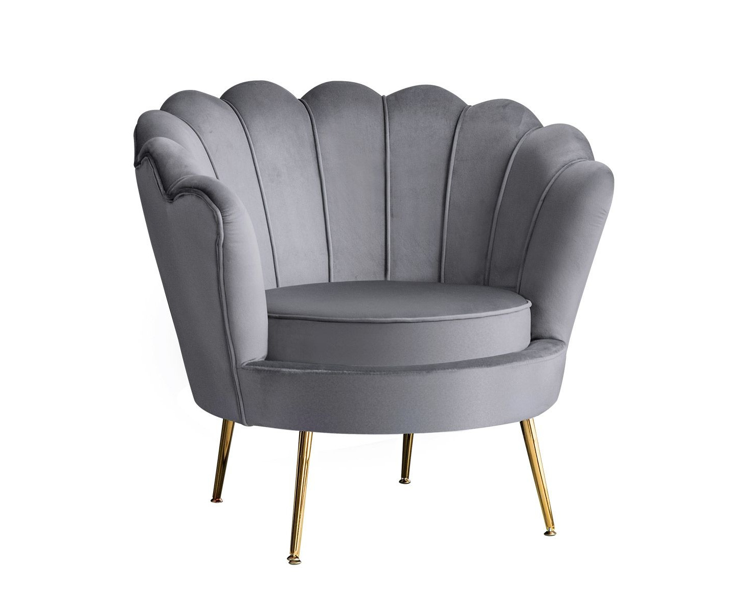 grey velvet scallop chair