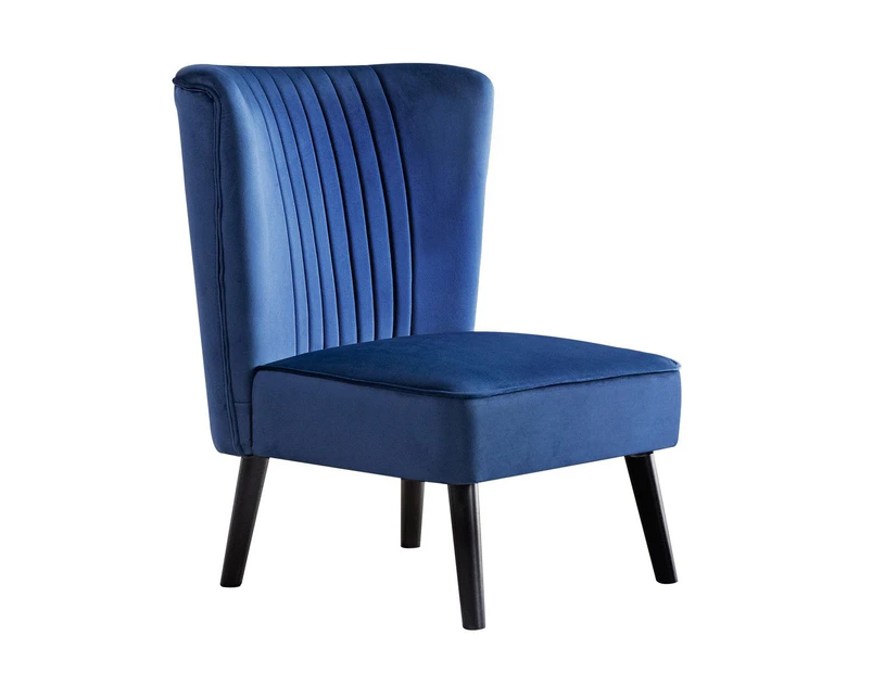 Retro Velvet Side Accent Chair Dining Lounge Chair Single Sofa Seat - Blue