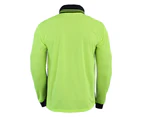 BigBEE Classic Hi Vis Polo Shirt Safety Work wear Two Tone Cool Dry Long Sleeve - YELLOW/NAVY
