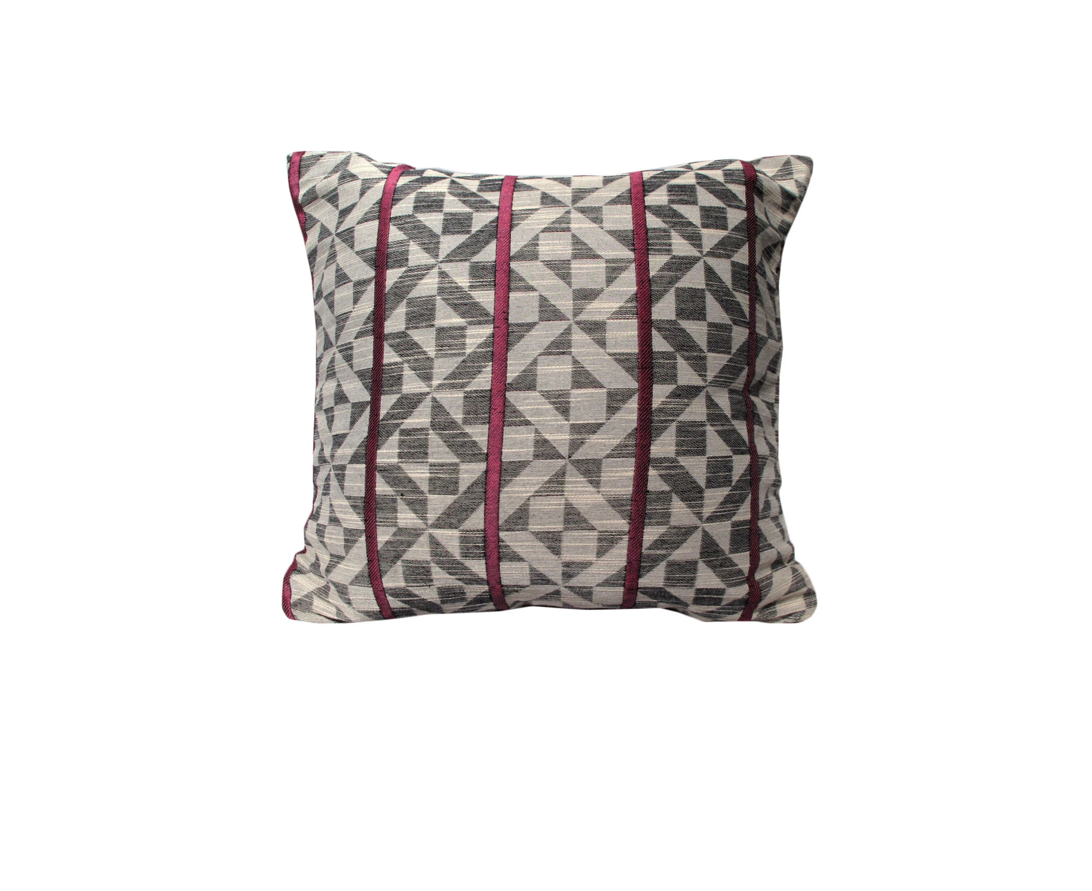 Checks Jacquard Embroidery Cushion Cover 45 x 45cm - Plum