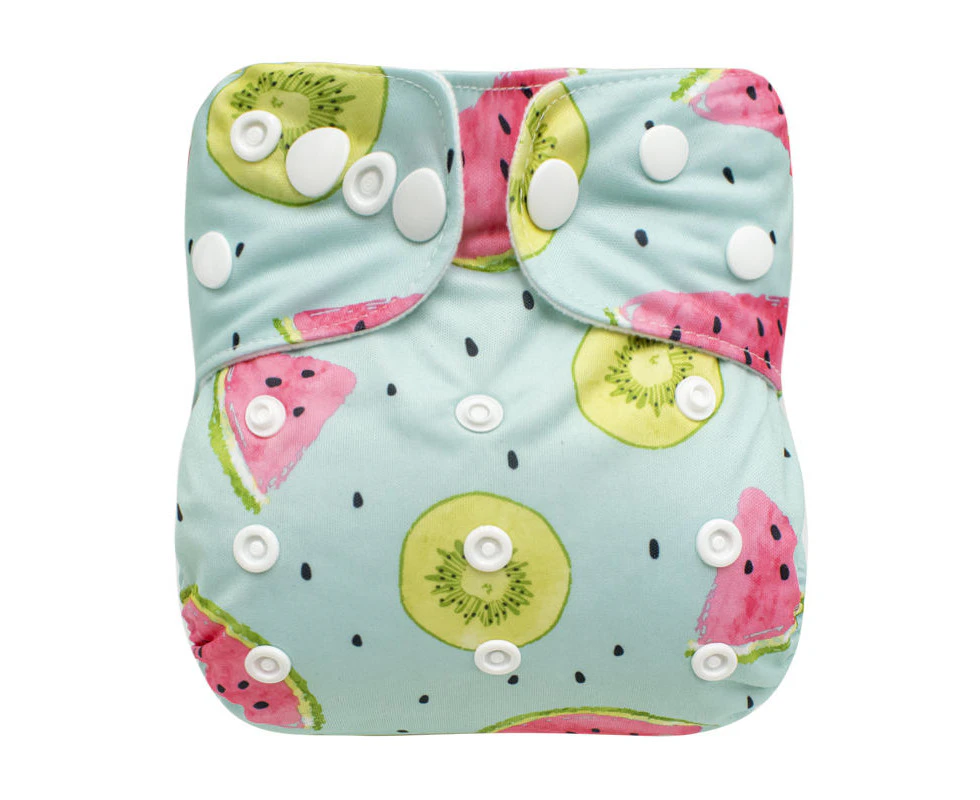 Lulu & Finn Teal Watermelons & Kiwis Print Modern Cloth Nappy