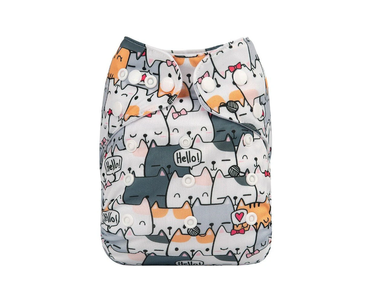 Alva Baby Social Cats Print Modern Cloth Nappy