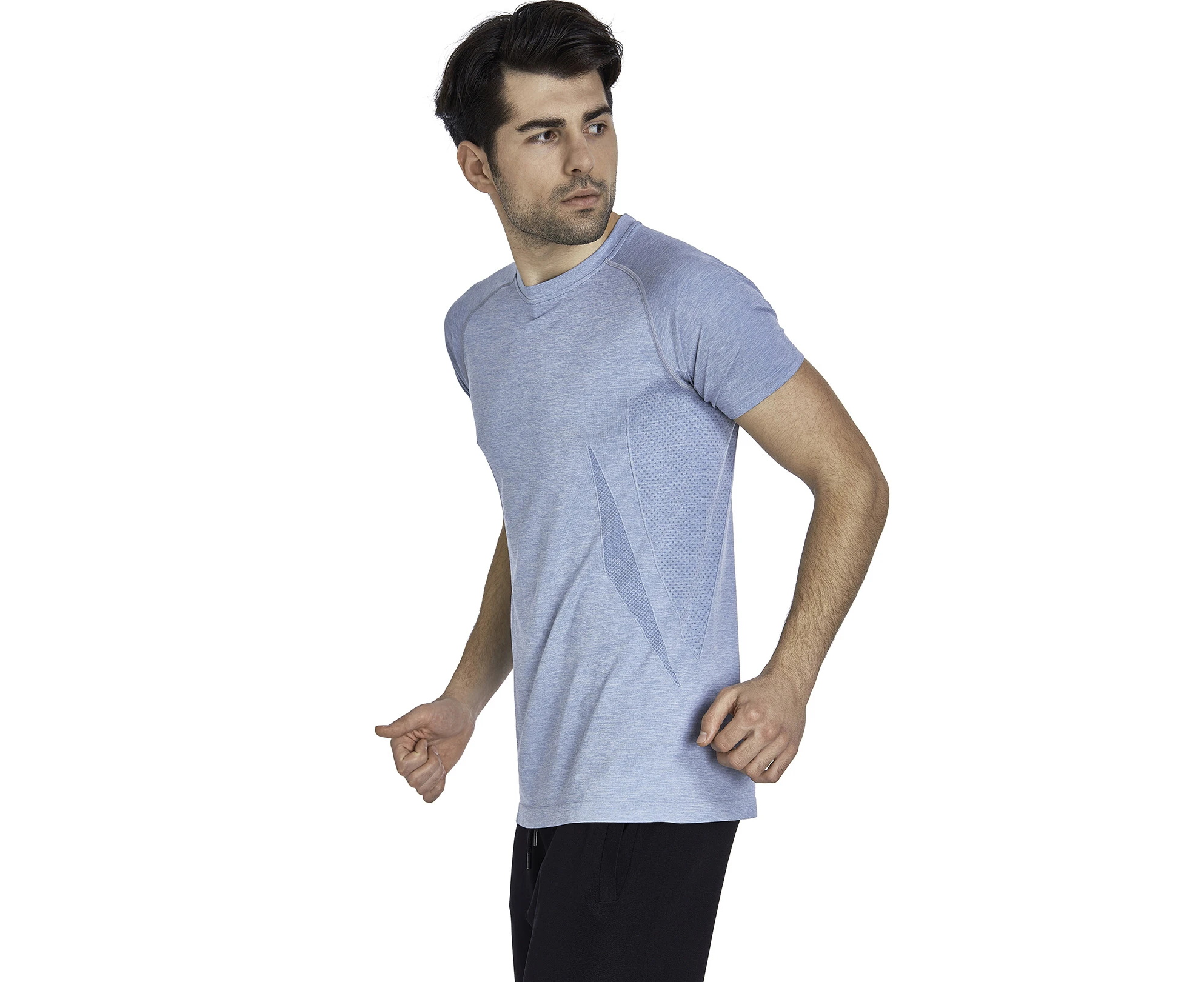 Jerf Mens Condor Blue Melange Seamless Tee Shirt