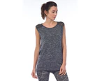 Jerf  Womens Cape Grey Melange Seamless Active Top with Mesh