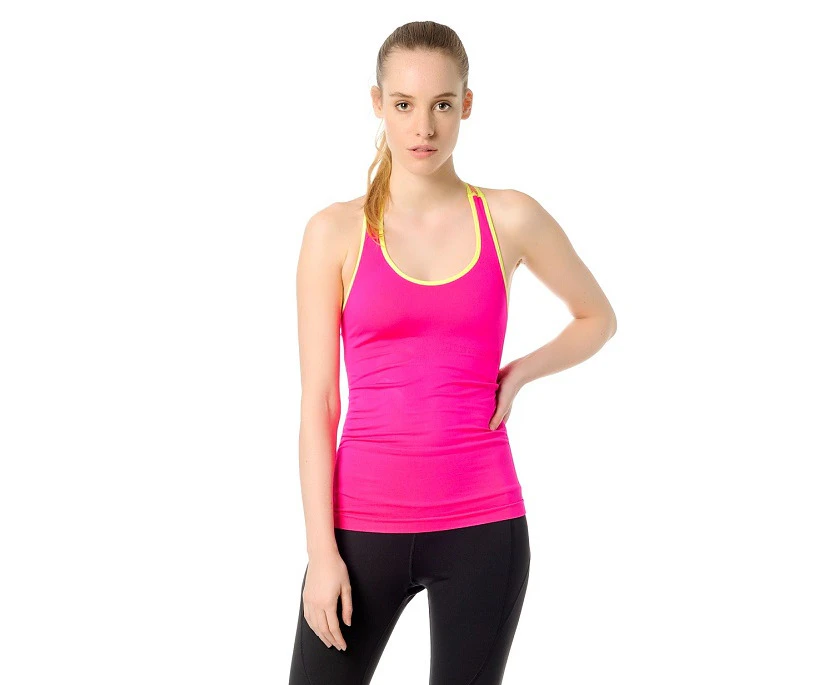 Jerf  Womens Cali Neon Pink Seamless Active Tank