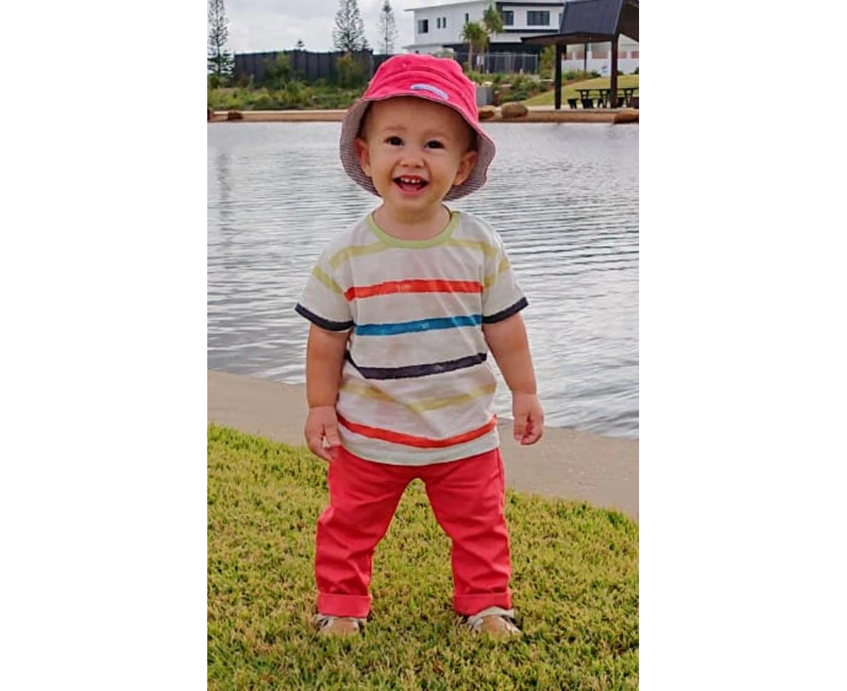 Mamino Baby Michael White and Coral Trouser and T Shirt Set