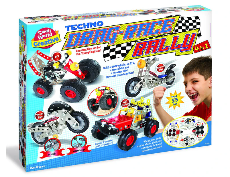 Small World Toys 4-in-1 Techno Drag-Race Rally Building Kit