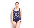 Aqua Perla Womens Anouk Navy One Piece Swimwear +Size SPF50+