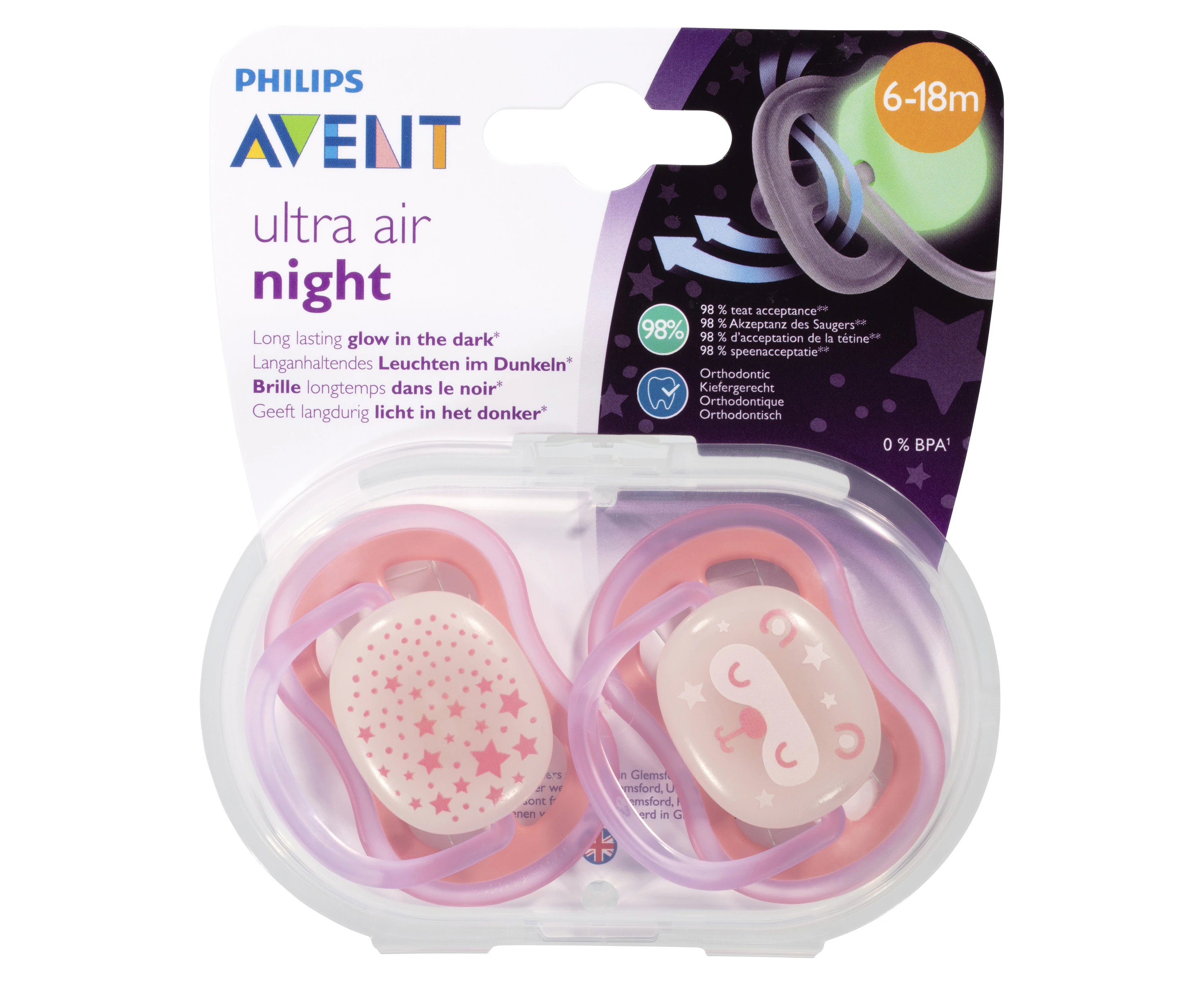 Avent Ultra Air Night Soother 6-18 Months 2 Pack