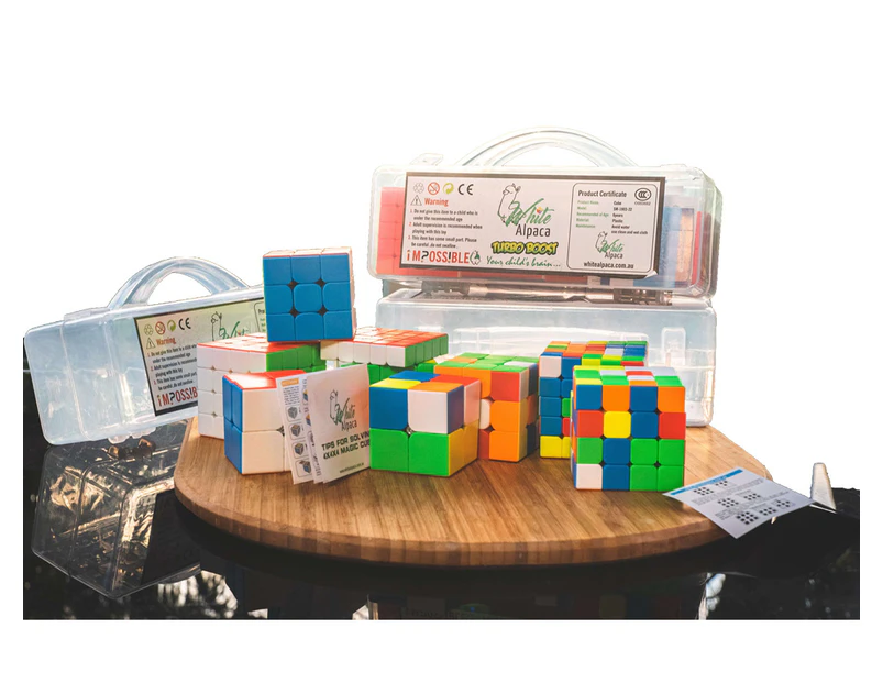 White Alpaca - The Ultimate 4-Pack Challenger Rubicks Cube Set In Neat Carry Case