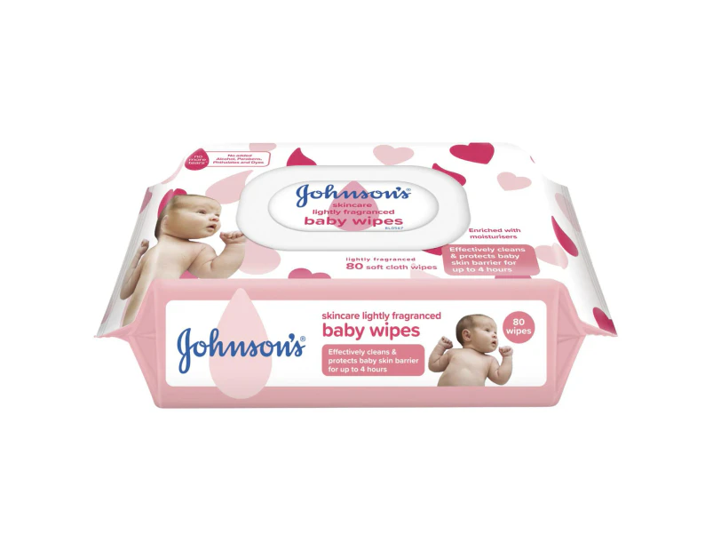 Johnson's Baby Skincare Wipes Lightly Fragranced Pack of 80's