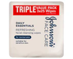 3 x 25pk Johnson's Face Care Daily Essentials Refreshing Facial Cleansing Wipes