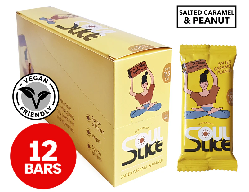 12 x Soul Slice Vegan Bars Salted Caramel & Peanut 40g
