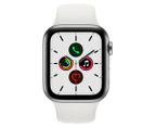 Apple Watch Series 5 (GPS + Cellular) 44mm Stainless Steel Case with White Sport Band
