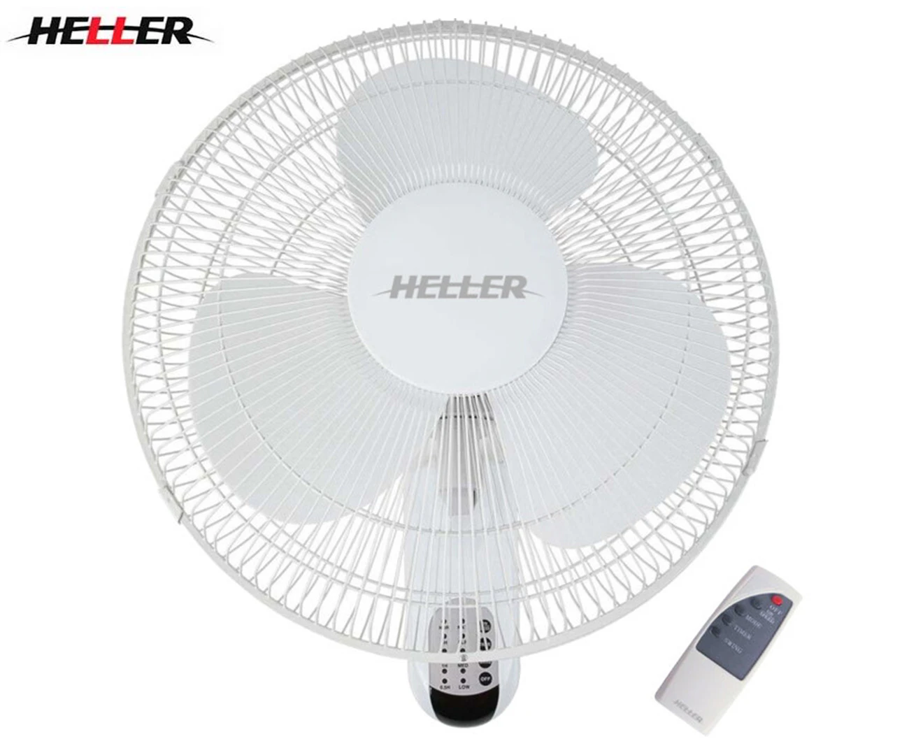 Heller 40cm Wall Mounted 3 Speed Air Cooling Fan w/ Remote Control/Timer White