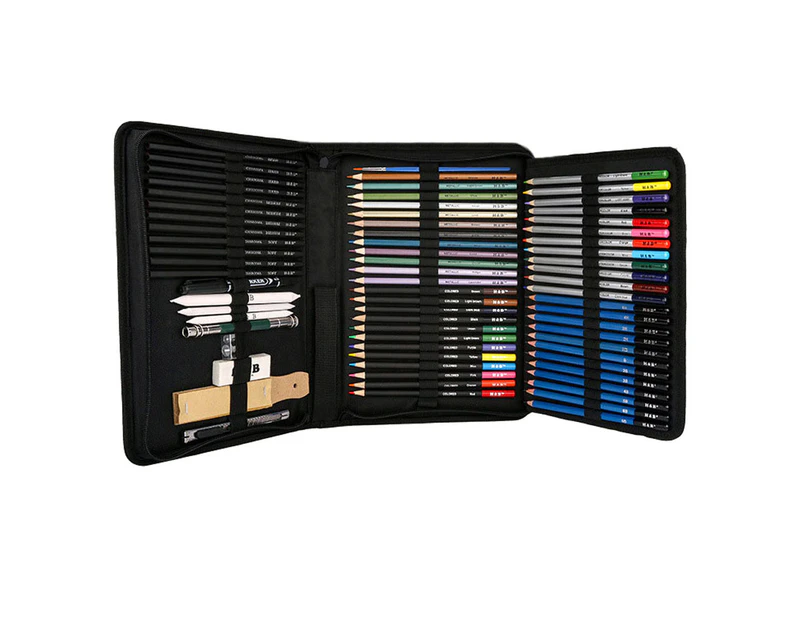 WACWAGNER 72PCS Art Sketch Pencils Set Colored Pencils Oil Drawing Painting Sketching Kit